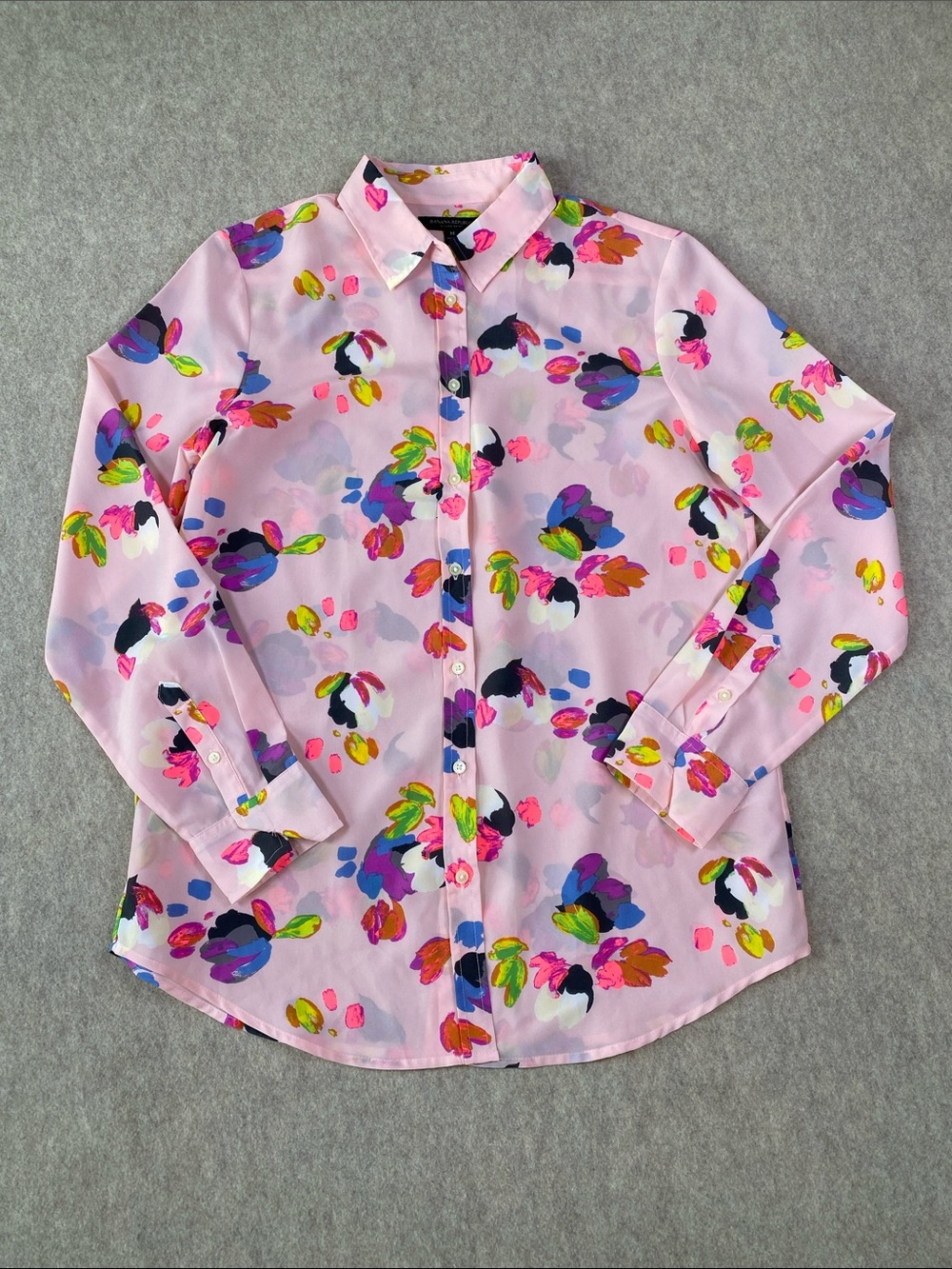 Banana Republic Dillon Shirt Pink Abstract Floral Button Down Blouse M